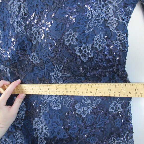 Alex Evenings Maxi Dress 14 Blue Sequin Embroidered Fit &Flare Gown Wedding 806 - Picture 11 of 14